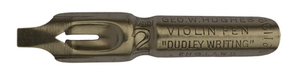 Antike Kalligrafie Bandzugfeder, Geo. W. Hughes, No. 1192-2, Violin Pen, Dudley Writing