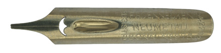 Antike linksgeschrägte Kalligraphiefeder, F. Soennecken, No. 975, Neumetall
