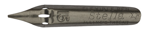 Antike linksgeschrägte Schreibfeder, Johan Alling & Co, No. 15, Stella, Flexible Pen