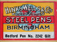 Antike Schreibfederschachtel, Hinks, Wells & Co, No. 2242, "J", The Bedford Pen