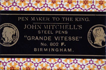 Antike Schreibfederschachtel, John Mitchell, No. 802 F, Grande Vitesse