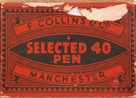Antike Schreibfederschachtel, F. Collins, No. 40, Selected Pen