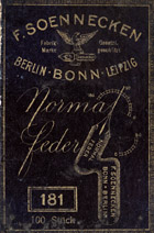 Antike Schreibfederschachtel, F. Soennecken, No. 181 F, Normalfeder