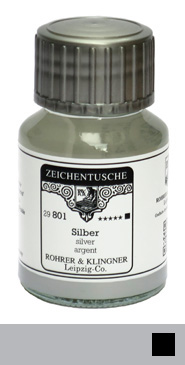 Rohrer & Klingner, Kalligraphie- und Zeichentusche, Silber, 50ml