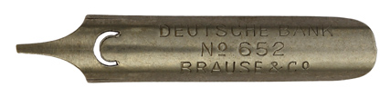 Antike linksgeschrägte Feder, Brause & Co, No. 652, Deutsche Bank