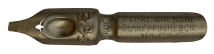 Antike Bandzugfeder, Blanzy Poure & Cie, No. 523-2 1/2, 1,65mm, Plume Grenade