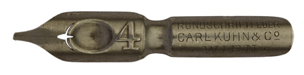Antike Bandzugfeder, Carl Kuhn & Co, No. 4, Rundschriftfeder