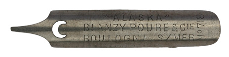 Antike linksgeschrägte Feder, Blanzy Poure & Cie, No. 718, Alaska