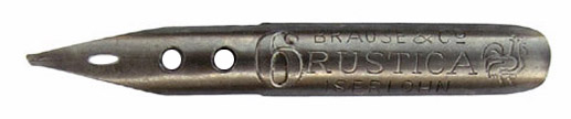 Antike, linksgeschrägte Schreibfeder, Brause & Co, Rustica No. 6, Typ 2