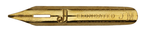 Antike Kalligraphie Bandzugfeder, John Heath, Elongated J, M