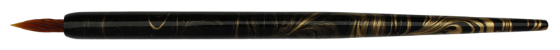 Federhalter schwarz-gold marmoriert mit brauner Glasfeder-Spitze