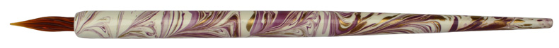Federhalter weiss-lila-gold marmoriert mit brauner Glasfeder-Spitze