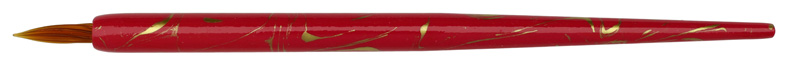 Federhalter rot-gold marmoriert mit brauner Glasfeder-Spitze
