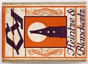 Antike Schreibfederschachtel, Heintze & Blanckertz, Ly No. 695-6