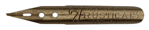 Antike linksgeschrägte Kalligraphiefeder, Brause & Co, No. 7, Rustica, Typ 1