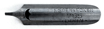 Antike linksgeschrägte Feder, F. Soennecken, No. 785, Typ 1