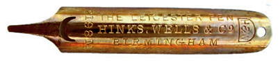 Antike linksgeschrägte Feder, Hinks, Wells & Co, No. 2198 M, The Leicester Pen