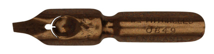 Linksgeschrägte Kalligraphie Bandzugfeder, William Mitchell, No. 0849-2½, Round Hand Left Oblique