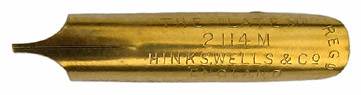 Antike linksgeschrägte Feder, Hinks, Wells & Co, No. 2114 M, Latem Pen