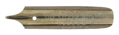 Antike linksgeschrägte Feder, Perry & Co Ltd., No. 1922 M, Silver Wonder