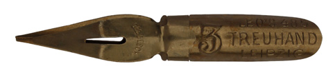 Antike linksgeschrägte Feder, E. W. Leo Nachfolger, No. 485-3, Treuhand mit Schrägspitze