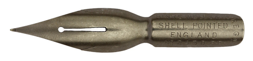 Antike Pfannenfeder, Hinks, Wells & Co, No. 2438 EF, Shell Pointed