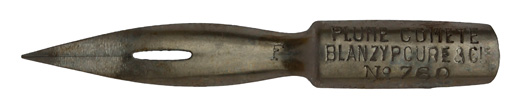 Antike Spitzfeder, Blanzy Poure & Cie, No. 760 F, Plume Comete, Typ 3
