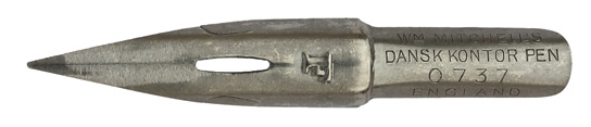 Antike Spitzfeder, William Mitchell, No. 0737 F, Dansk Kontor Pen