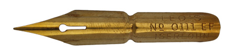 Antike Kalligrafie Spitzfeder, E. W. Leo, No. 0111 EF, goldfarbig