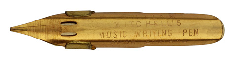 Antike Kalligrafie Spitzfeder, Notenfeder, William Mitchell, No. 0268, Music Writing Pen, Gold