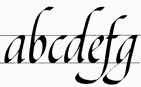 Sample of letters, written with a lettering nib.