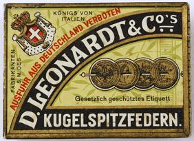 Antike Schreibfederschachtel, D. Leonardt & Co, No. 516, EF