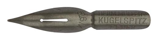 Antike Kalligrafie Pfannenfeder, Hermann Müller, No. 516 M, Kugelspitzfeder, Typ 1