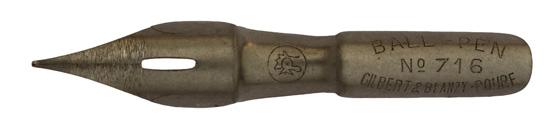 Antike Kalligrafie Pfannenfeder, Gilbert & Blanzy-Poure, No. 716, Ball-Pen
