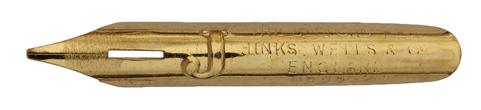 Antike Kalligrafie Bandzugfeder, Hinks, Wells & Co, No. 2242, J, Bedford Pen, vergoldet