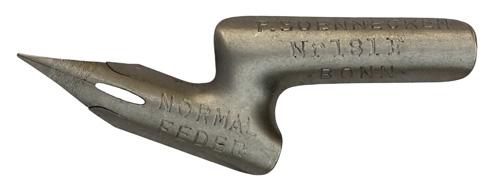 Antike Kalligrafie Spitzfeder, Ellenbogenfeder, F. Soennecken, No. 181 F, Normalfeder