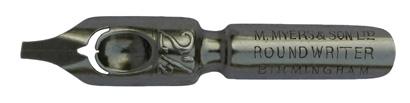 Antike Kalligrafie Bandzugfeder, M. Myers & Son LTD, No. 2104-2½, Round Writer Pen, 1,6mm