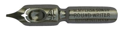 Antike Kalligrafie Bandzugfeder,  	M. Myers & Son LTD, No. 2104-4, Round Writer Pen, 0,9mm