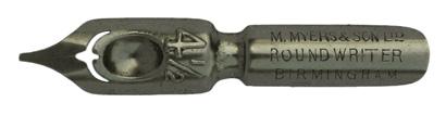 Antike Kalligrafie Bandzugfeder,  	M. Myers & Son LTD, No. 2104-4½, Round Writer Pen, 0,65mm