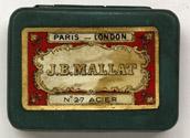 Antike Schreibfederschachtel, J. B. Mallat, No. 27, Acier